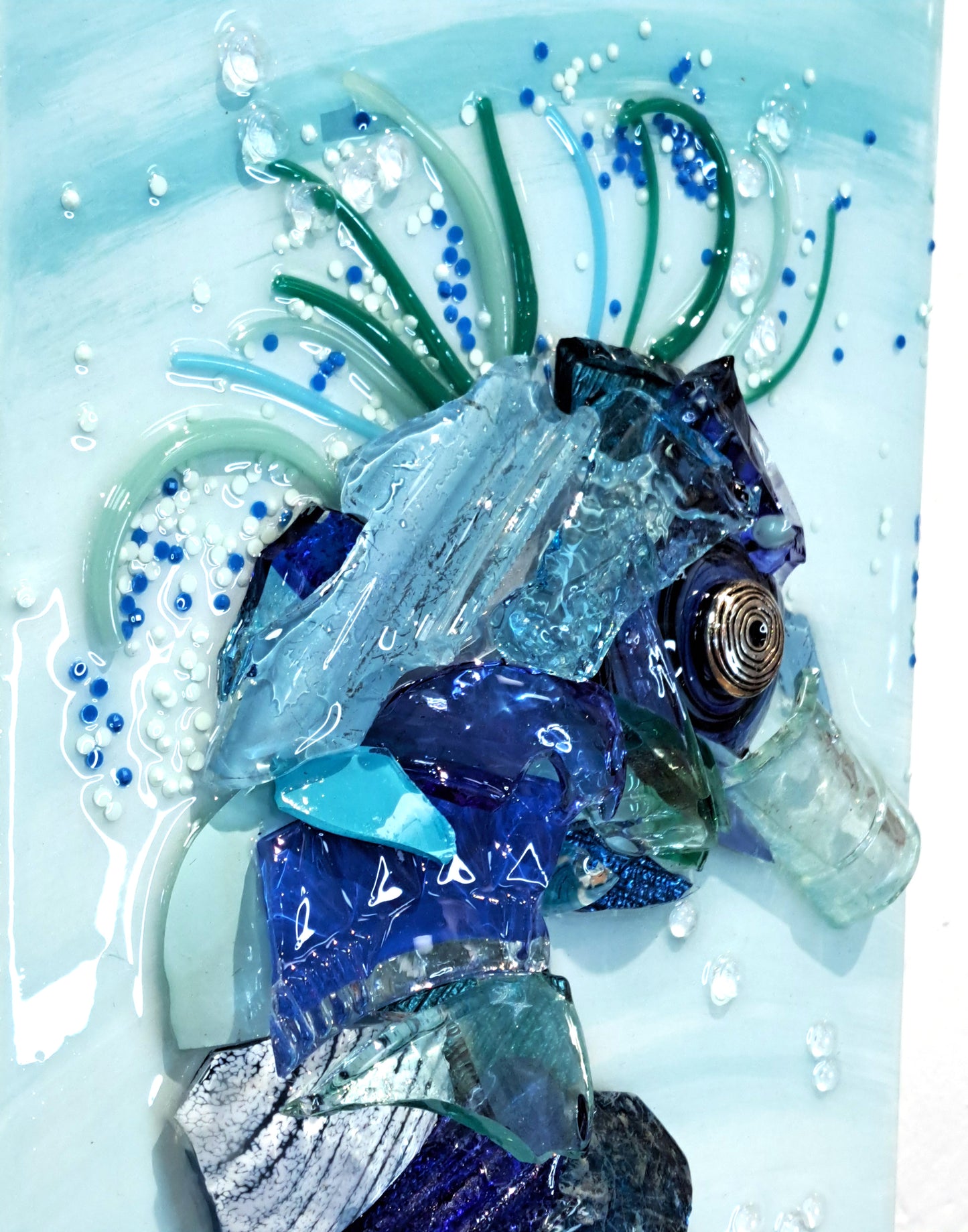 Seahorse Recycled Glass Wall Art