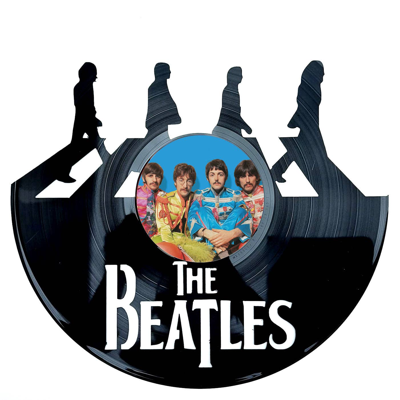 Vinyl Record Art with sticker-The Beatles Abbey Rd