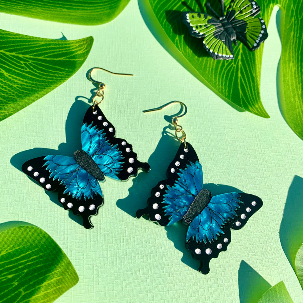 Blue Morpho Butterfly Earrings
