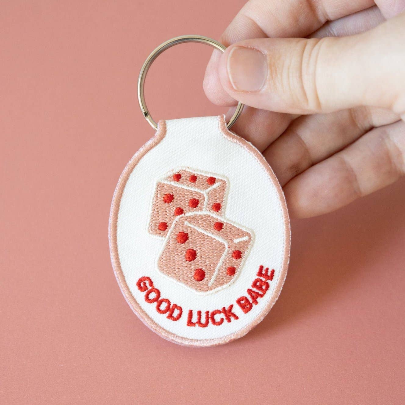 Good Luck Babe-Dice Embroidered Keychain