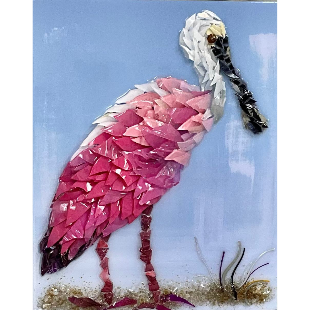 Shattered Glass Art-Spoonbill