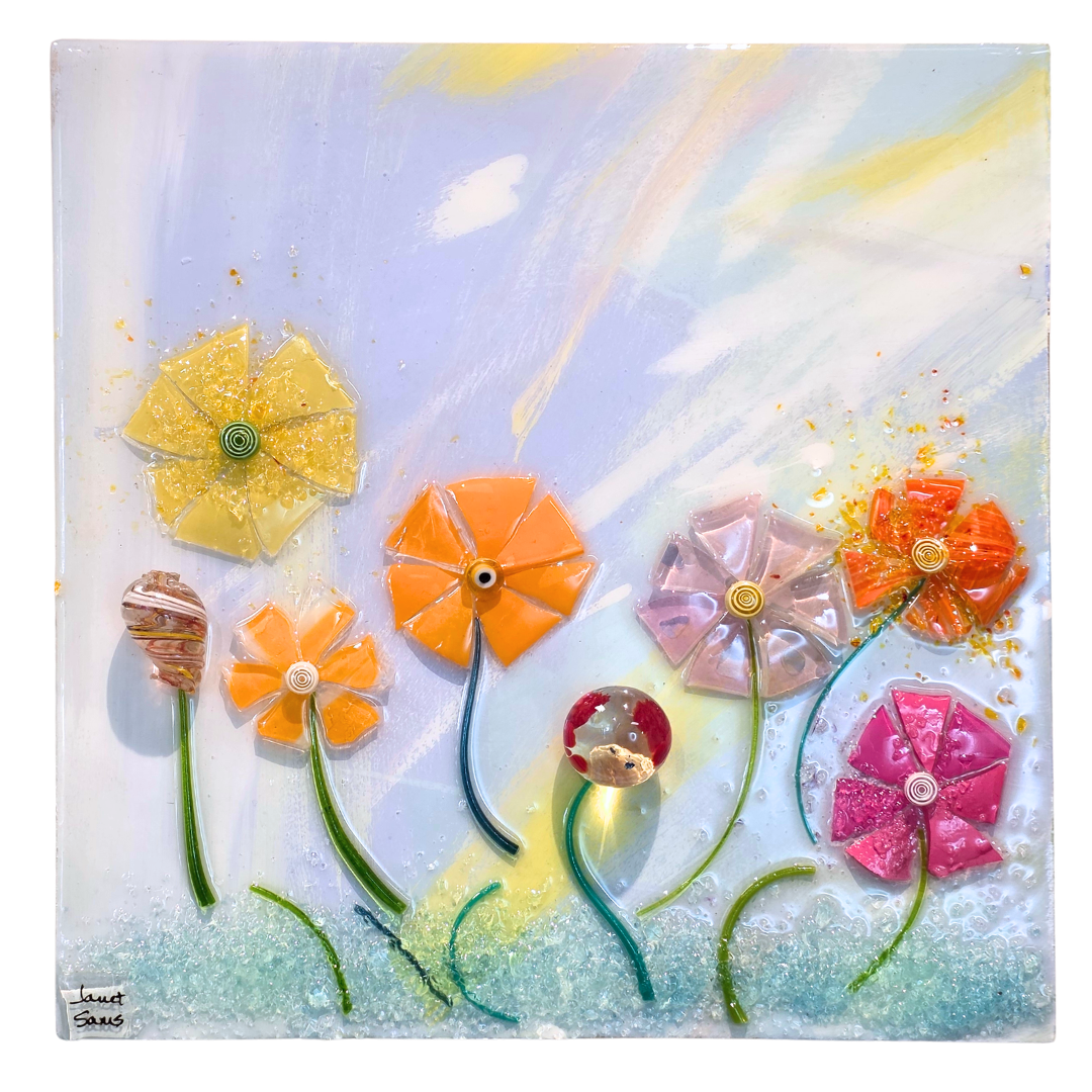 Shattered Glass Flowers-12"