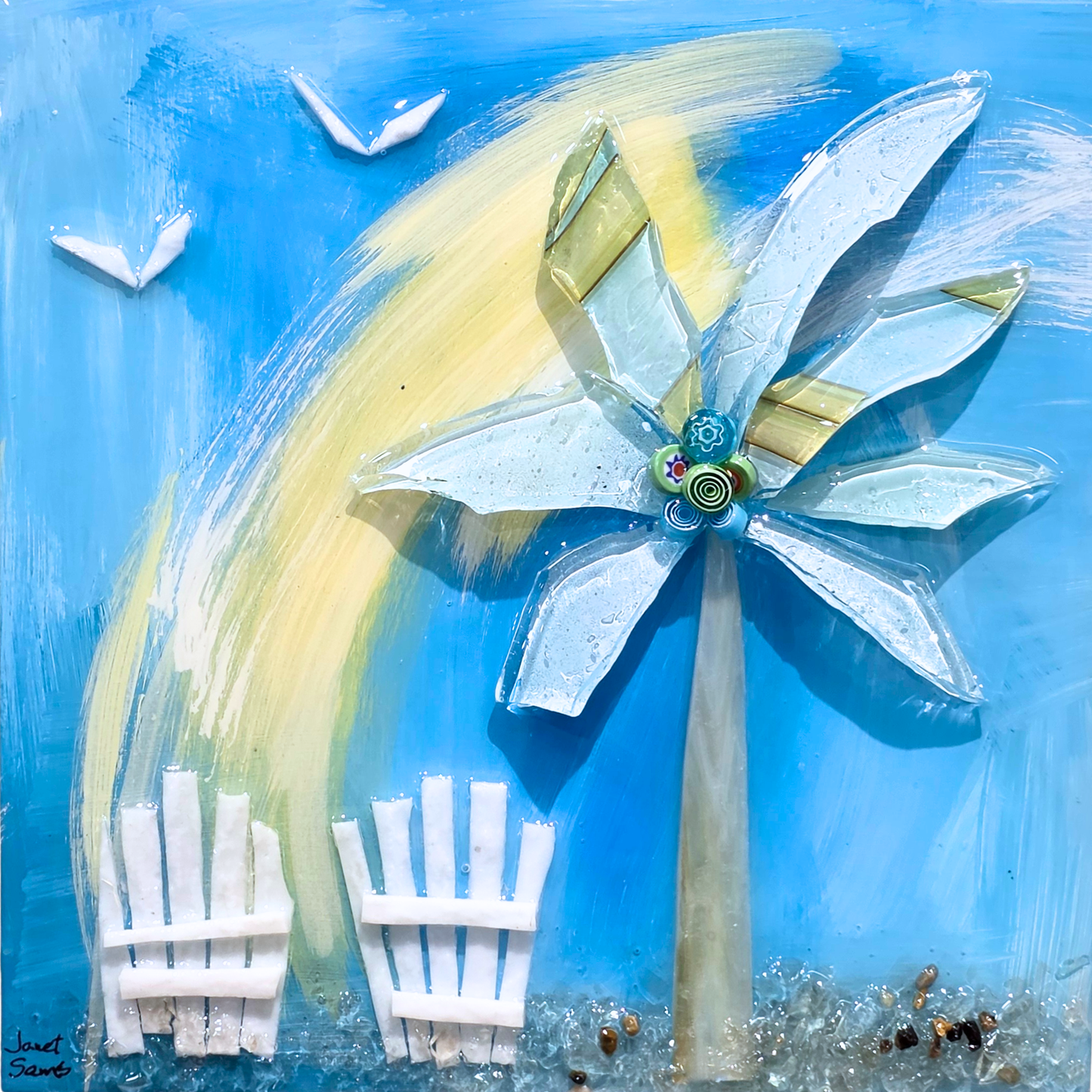 Shattered Glass Palms-10" Square