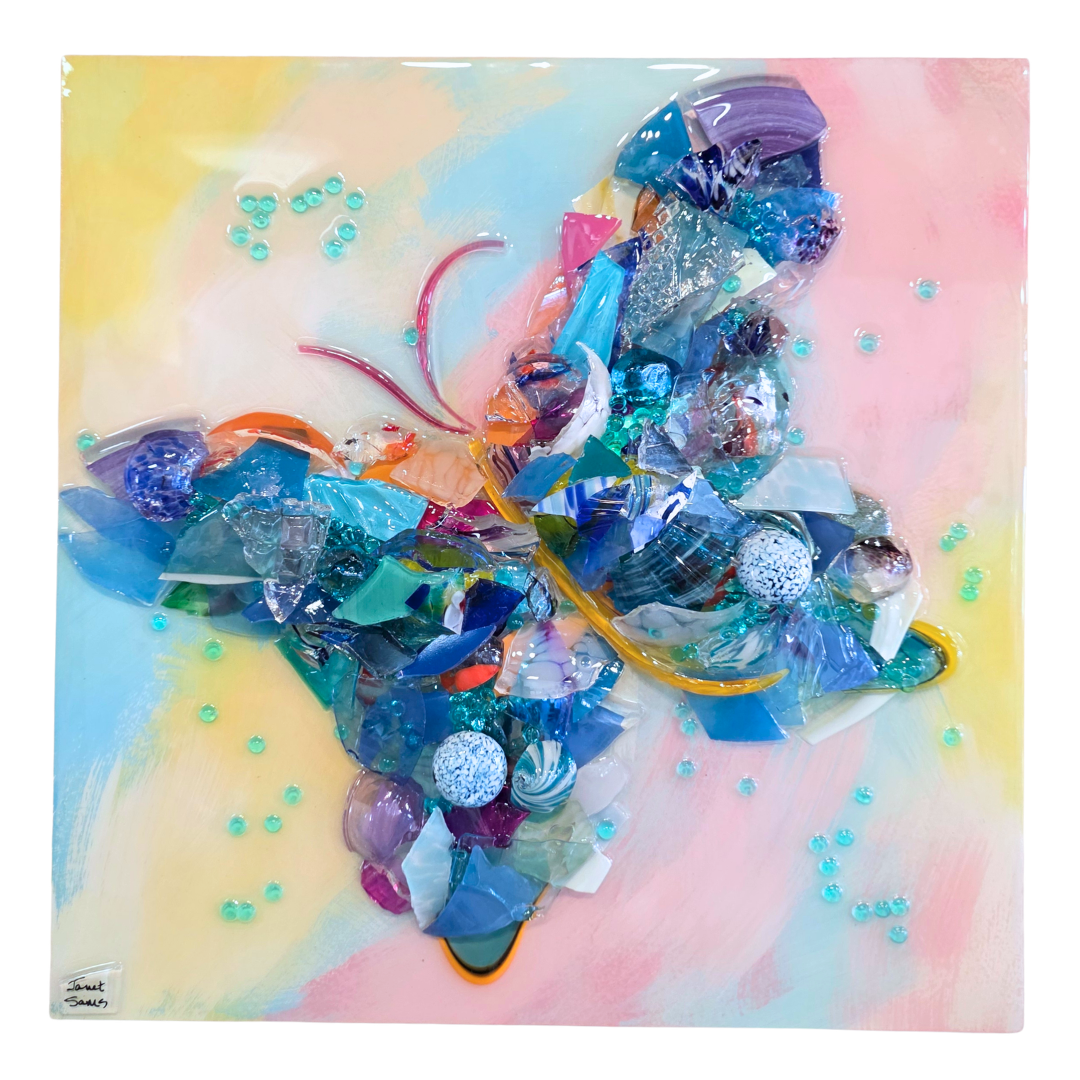 Shattered Glass Art-Butterfly 16"