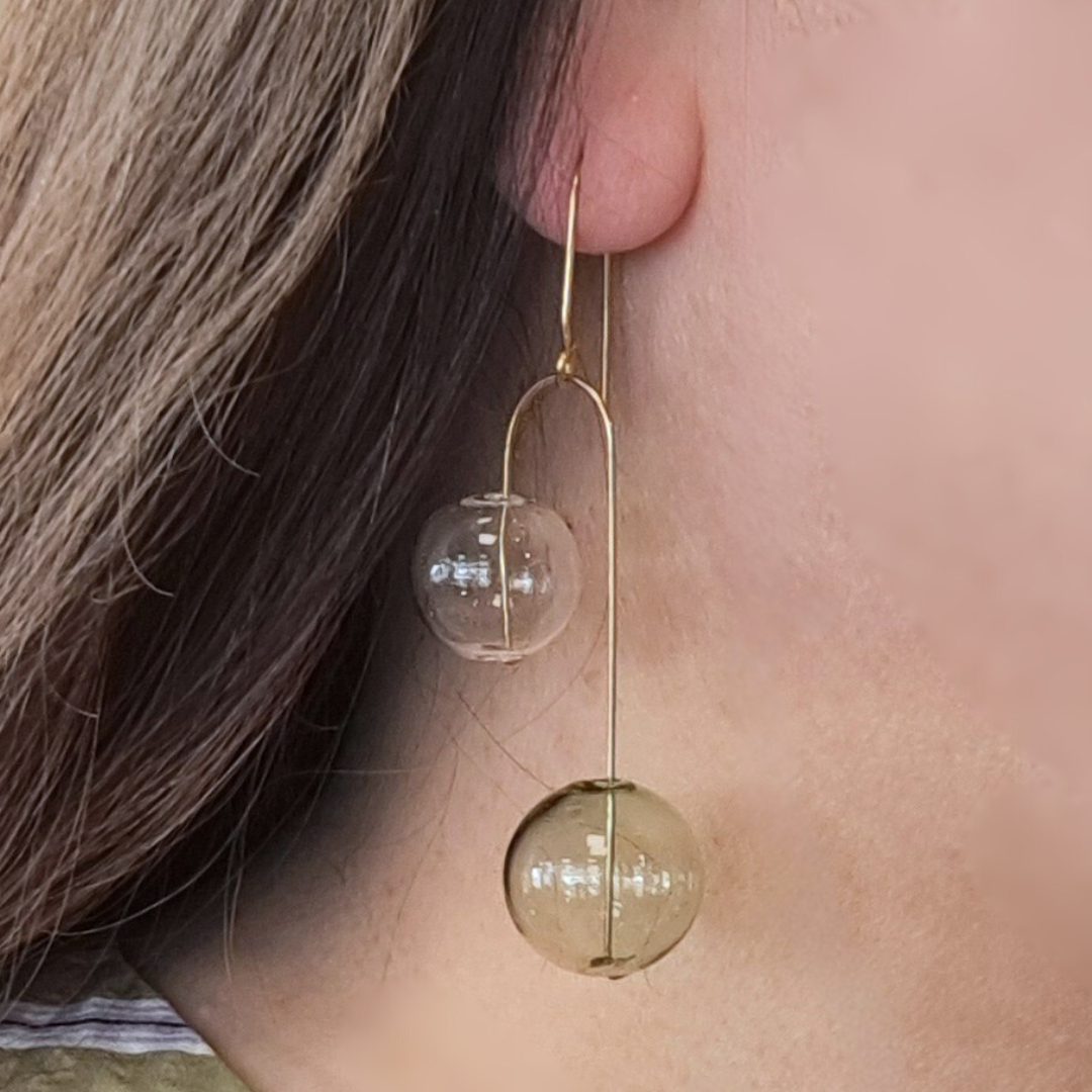 Glass Balance Earrings-Gold