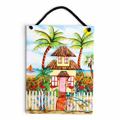 Coastal Flamingo House Tile