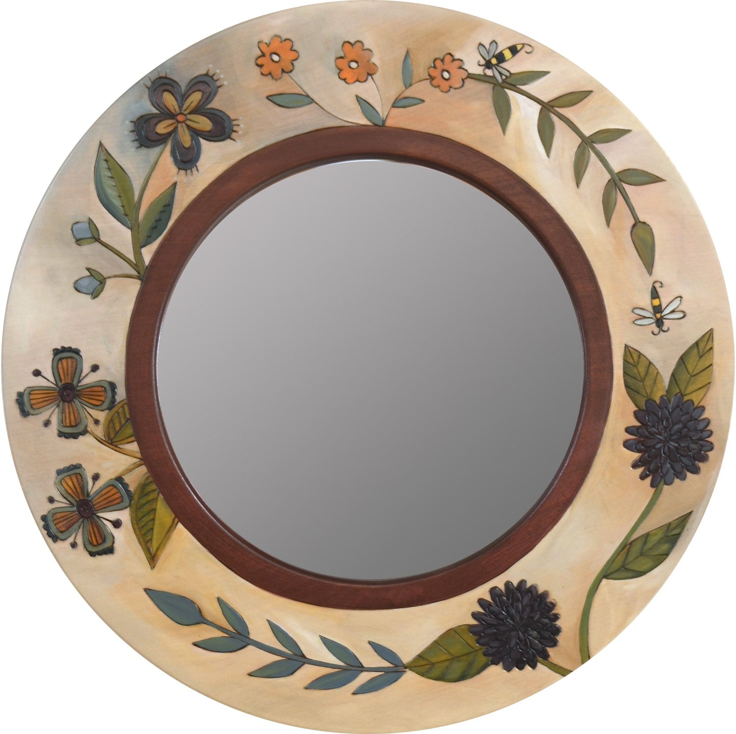 Small Circle Mirror-Floral