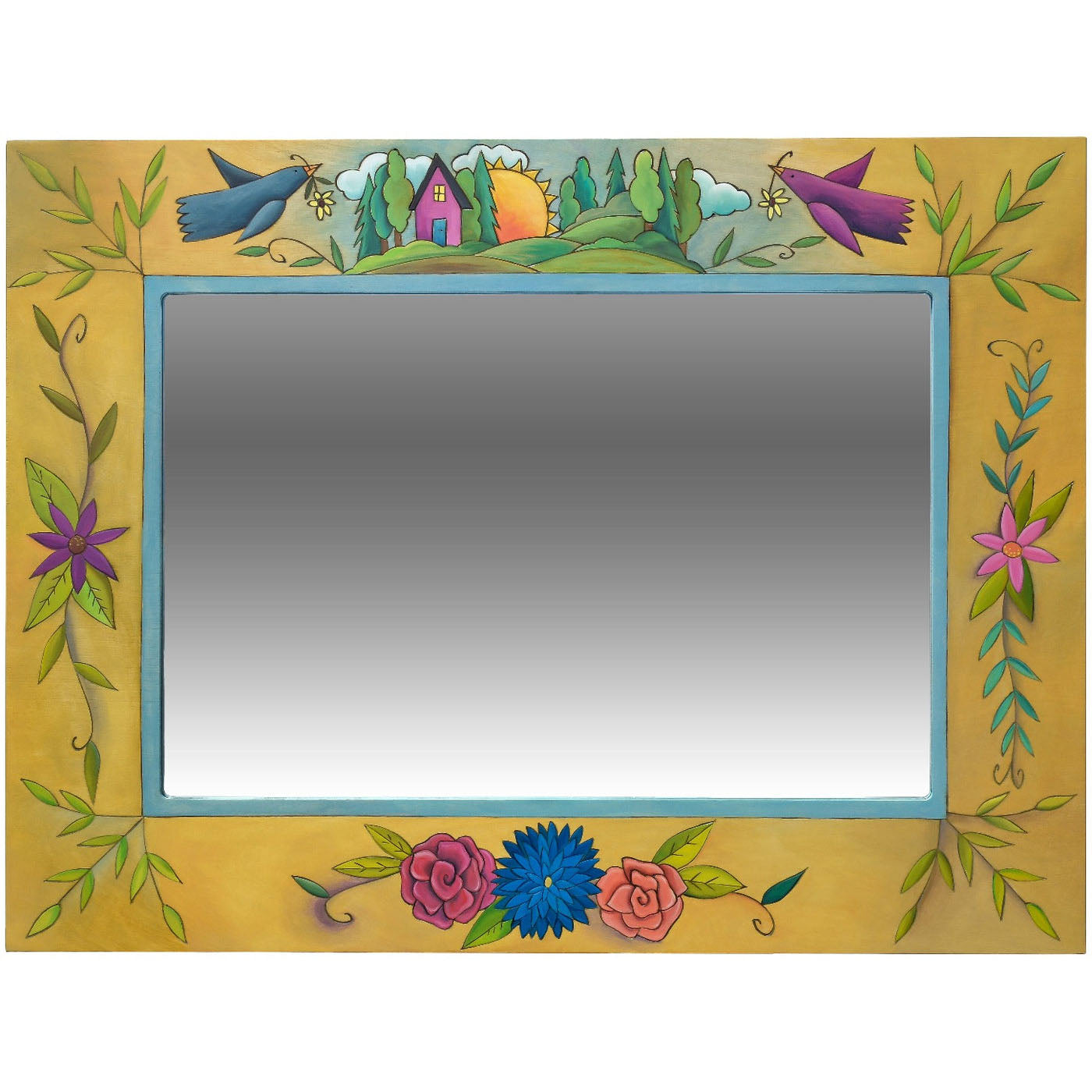 Contemporary Mirror-Floral Landscape