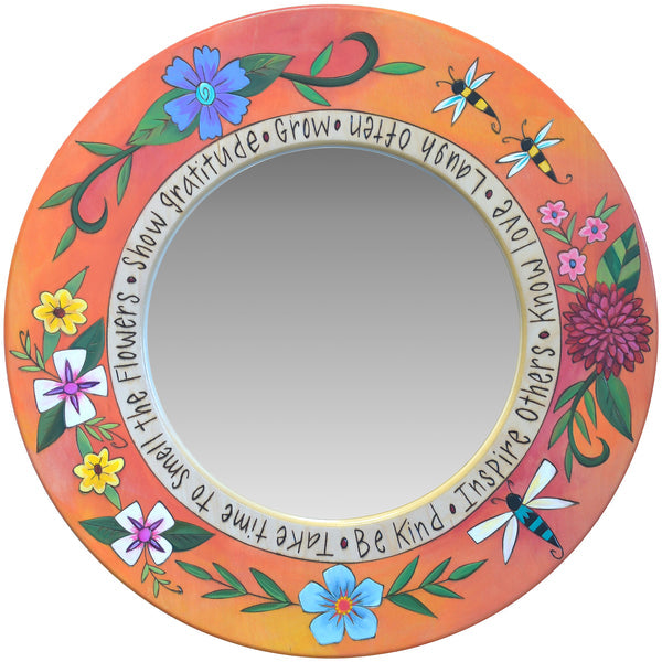 Small Circle Mirror-Warm Floral