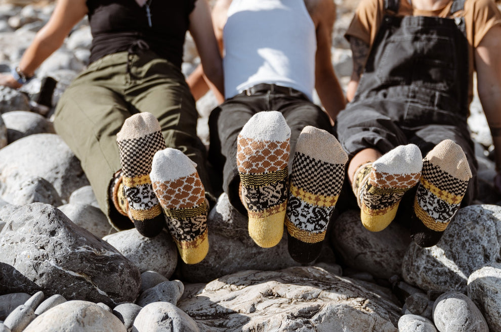 Mismatched Crew Socks-Honeybee