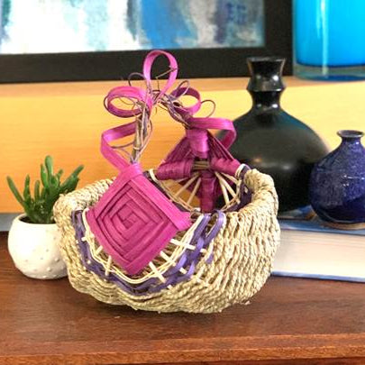 Grapevine Handle Basket-Magenta