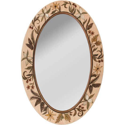 Oval Mirror-Neutral Floral
