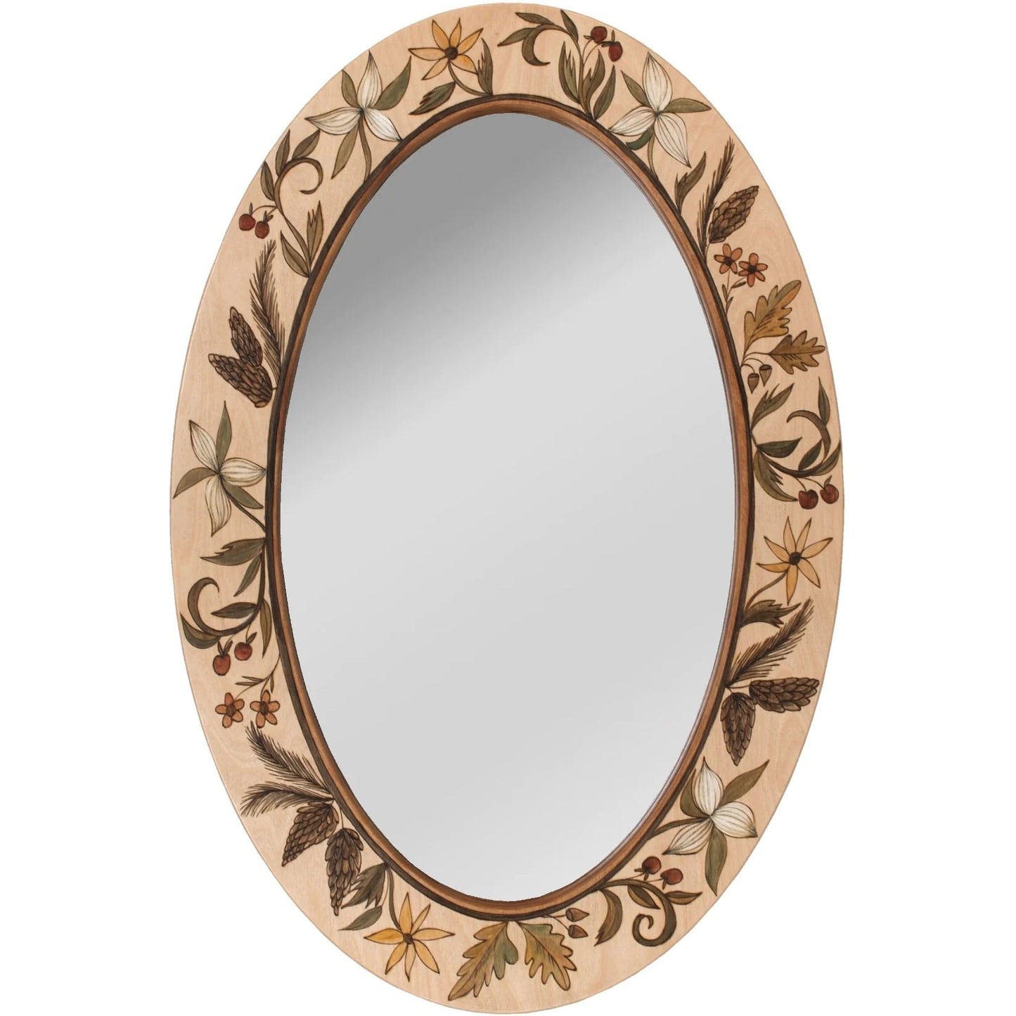 Oval Mirror-Neutral Floral