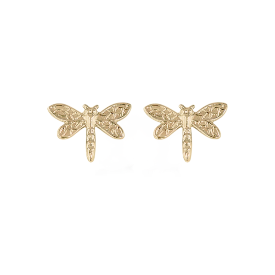 Dragonfly Post Earrings-Gold