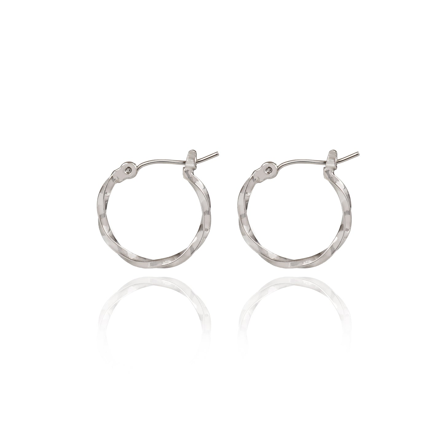 Small Twisted Hoop Earrings-Silver