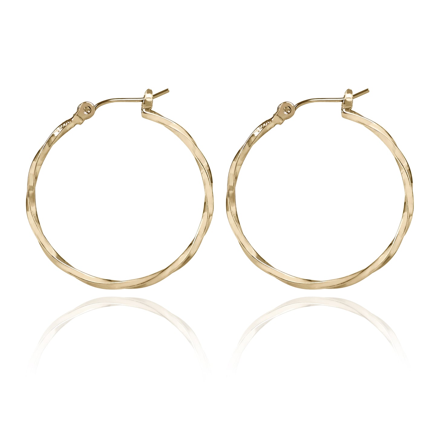 Medium Twisted Hoop Earrings-Gold
