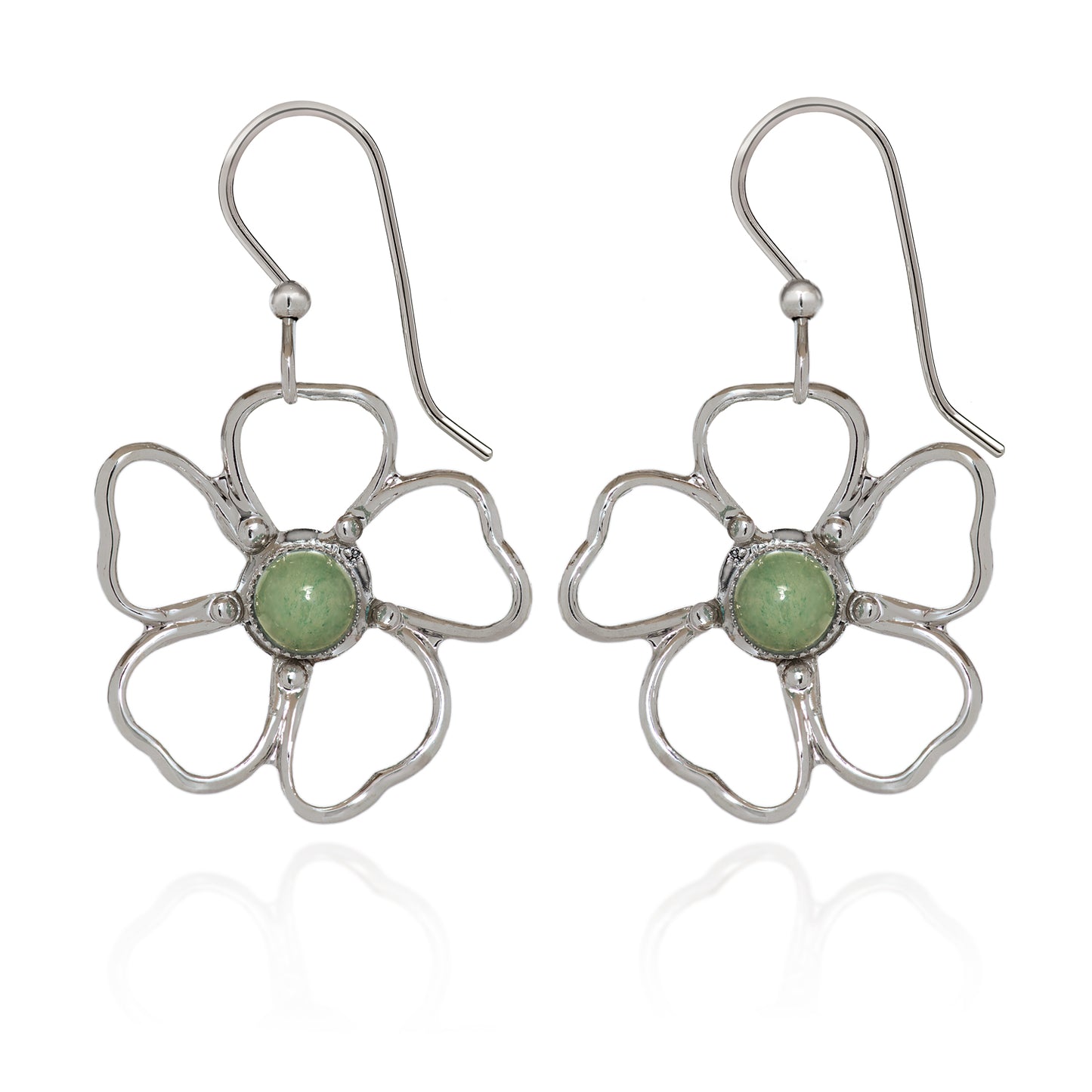 Open Flower Earrings-Green