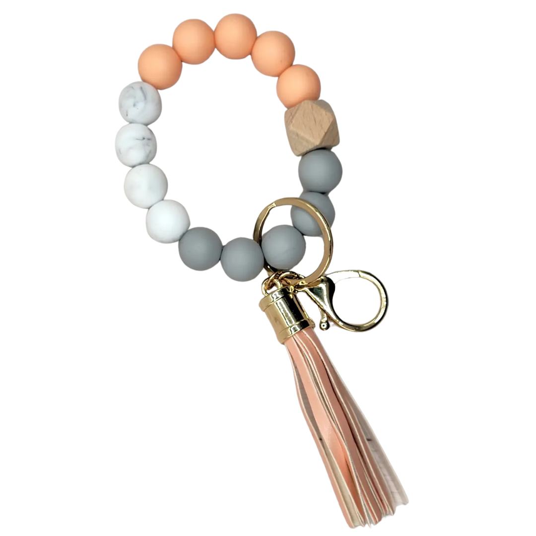 Pink & Grey Wristband Keychain