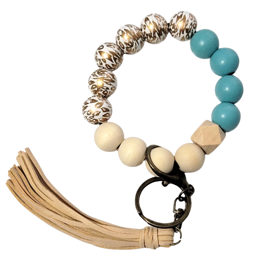 Gold Leopard & Teal Wristband Keychain