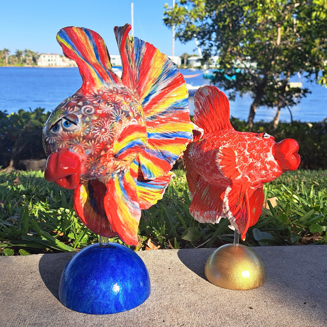 Betta Fish Sculpture, Lg-Rainbow