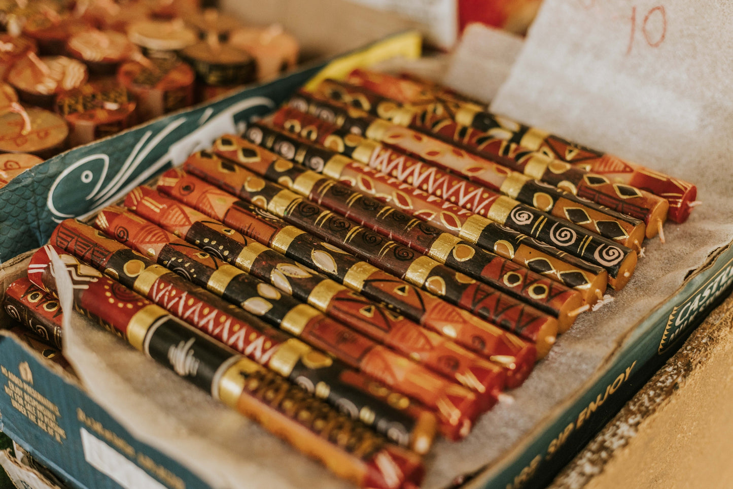 safari gold painted candles