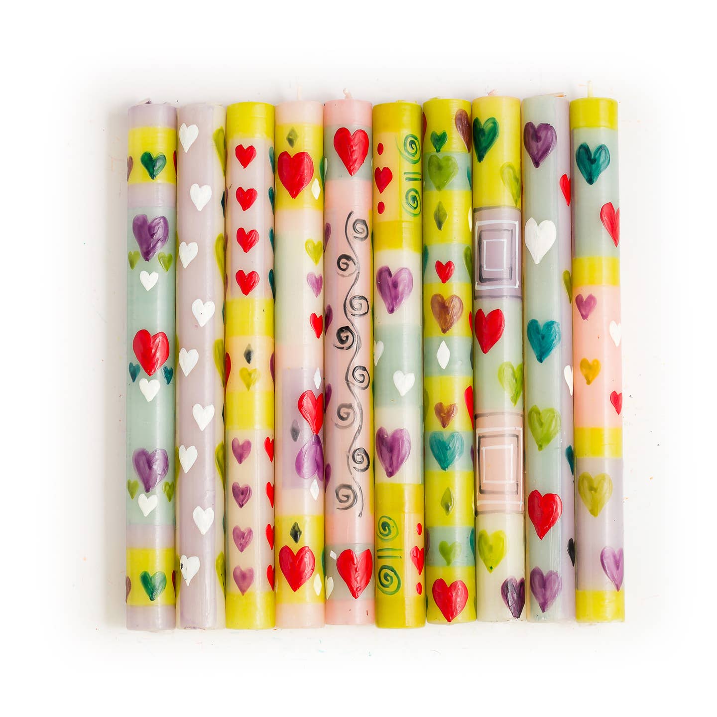 Taper Candles-Pastel Hearts
