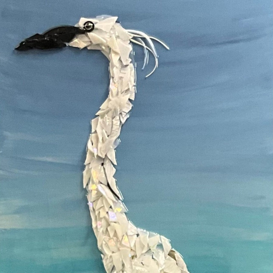Shattered Glass Art-Egret