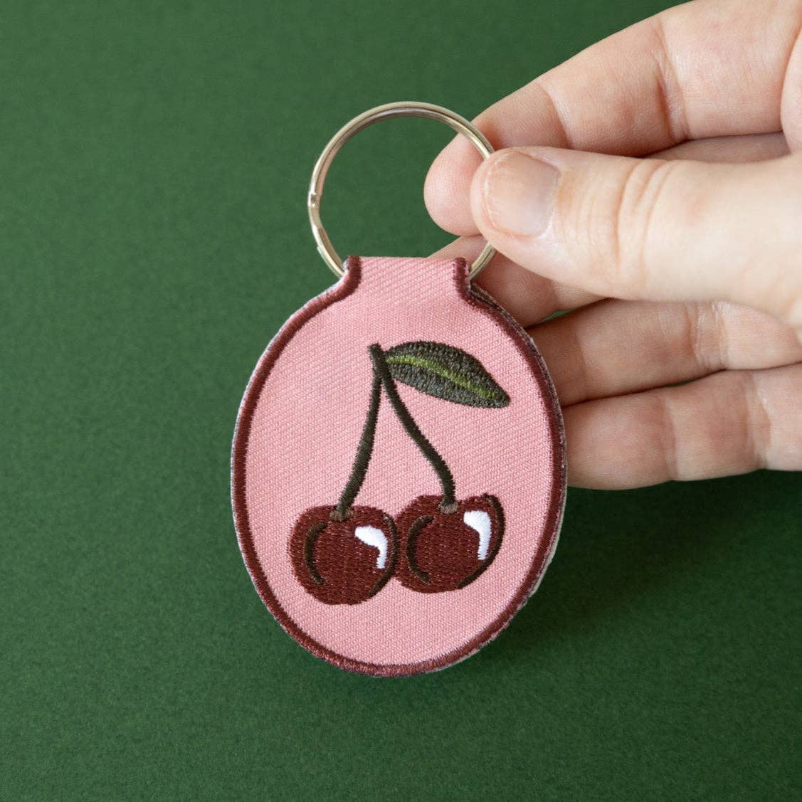 Cherry Embroidered Keychain