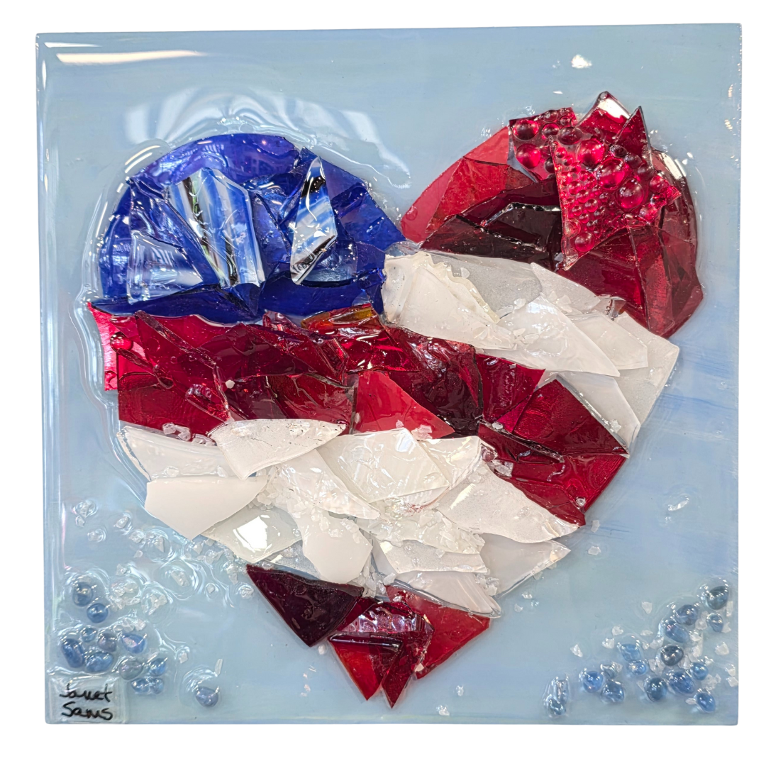 Shattered Glass-RWB Heart