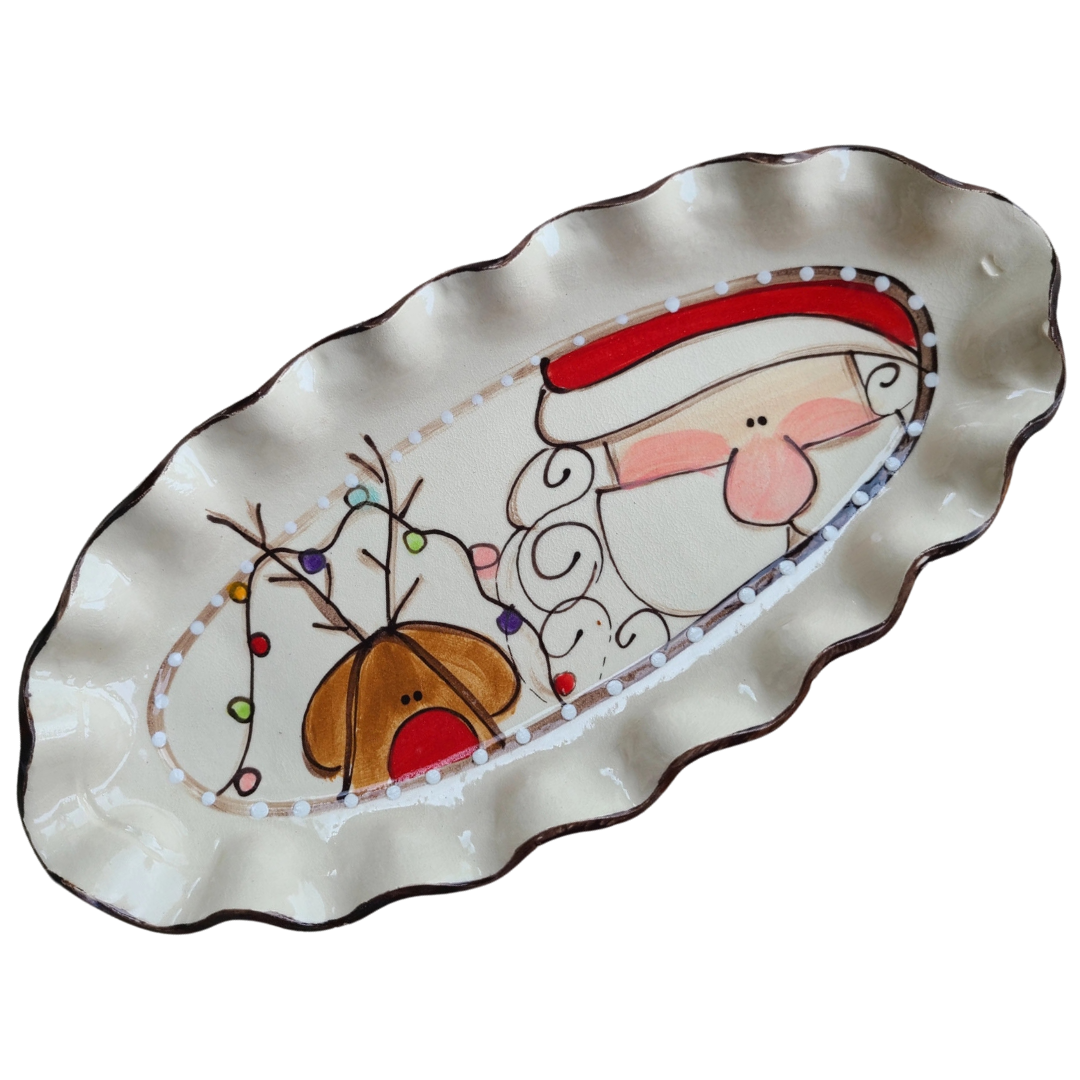 Oval Platter-Santa & Rudolph