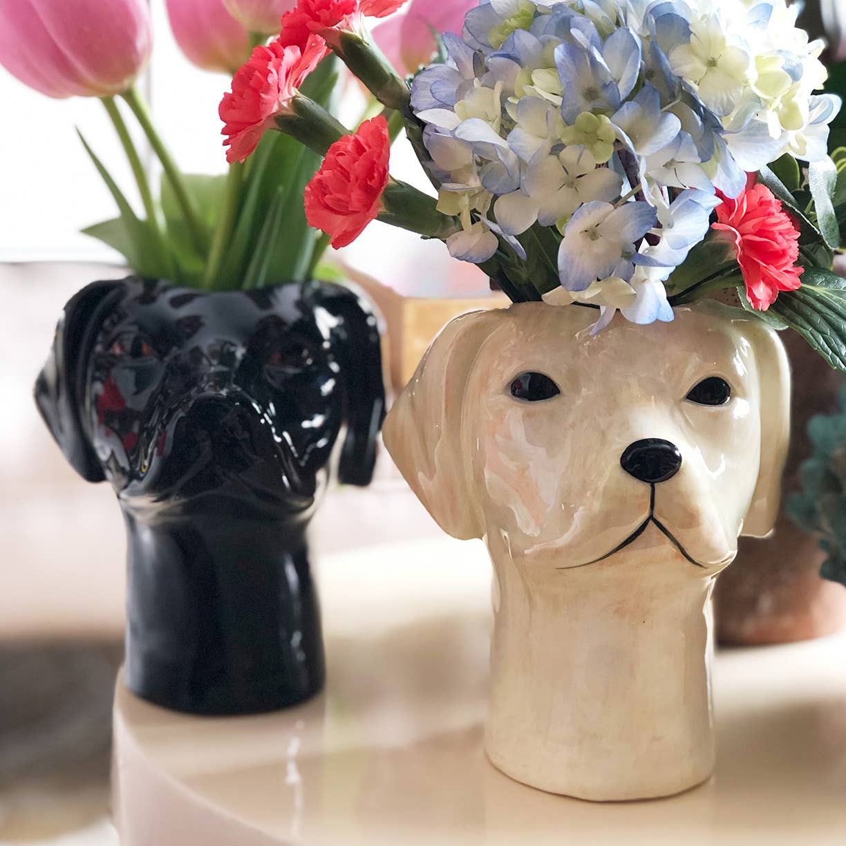 Black Labrador Vase