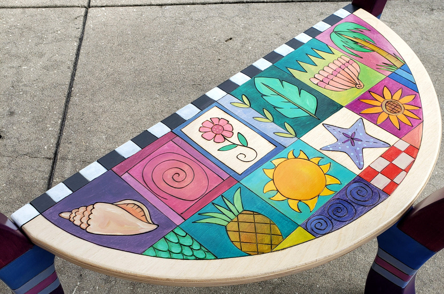 Half Round Table-Beach Patchwork