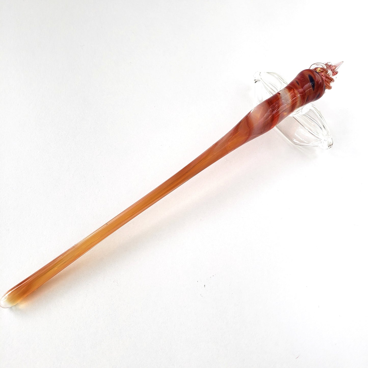 Glass Pen with Rest-Orange