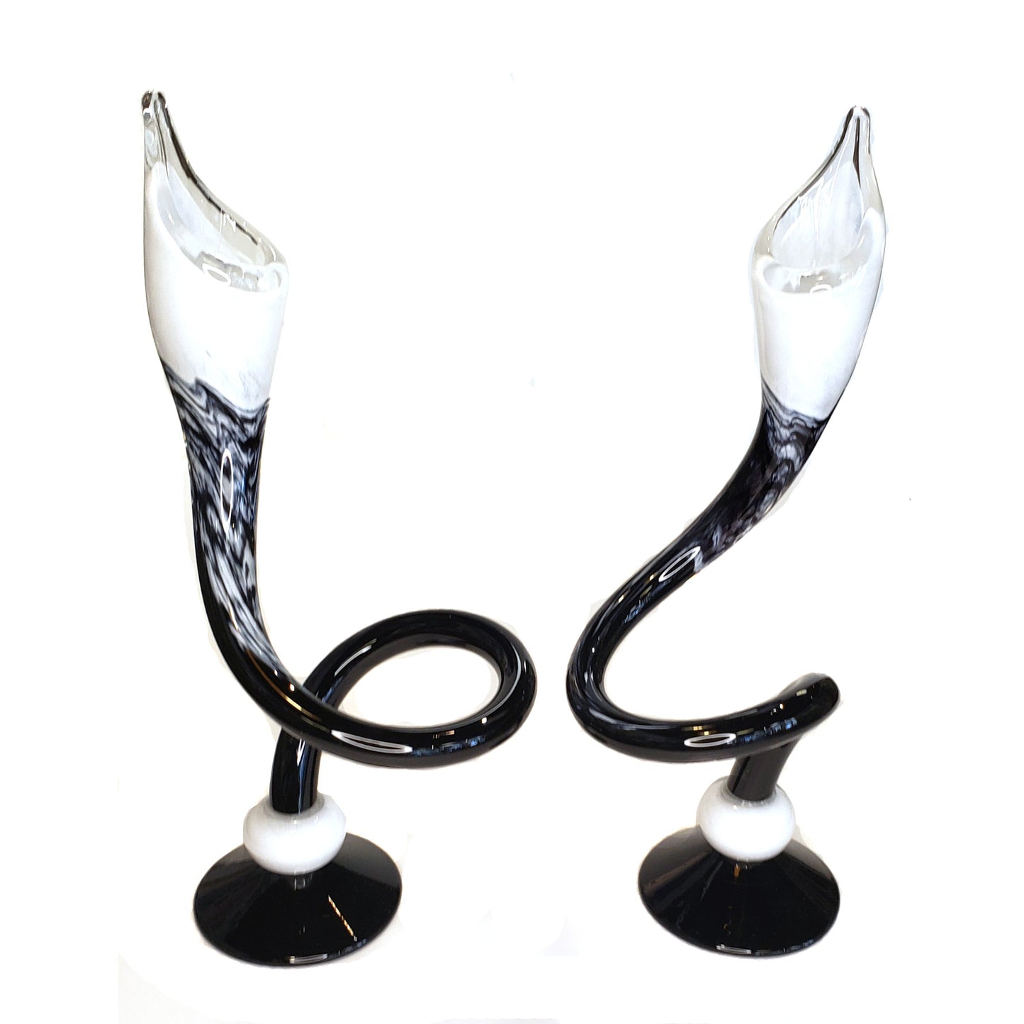 Glass Candle Holders-Black & White
