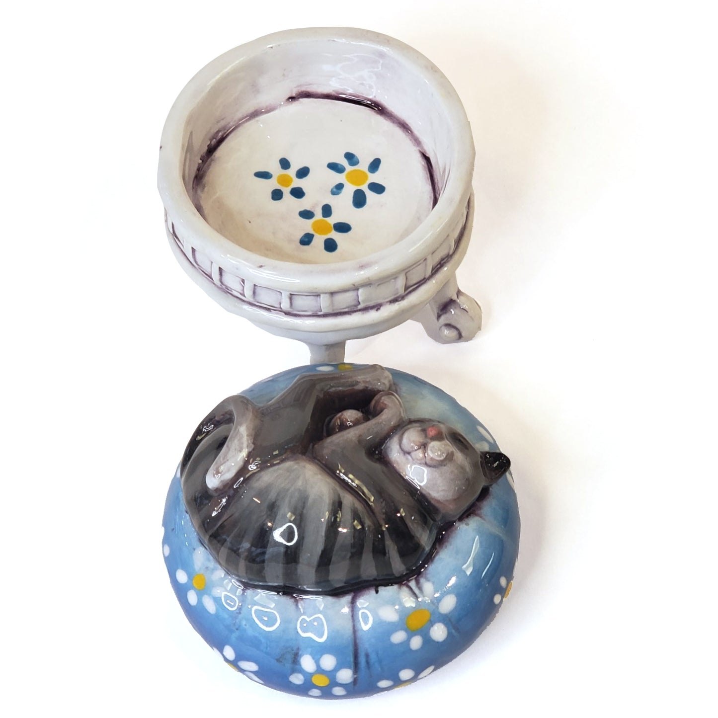 Sleeping Cat on Footstool Box