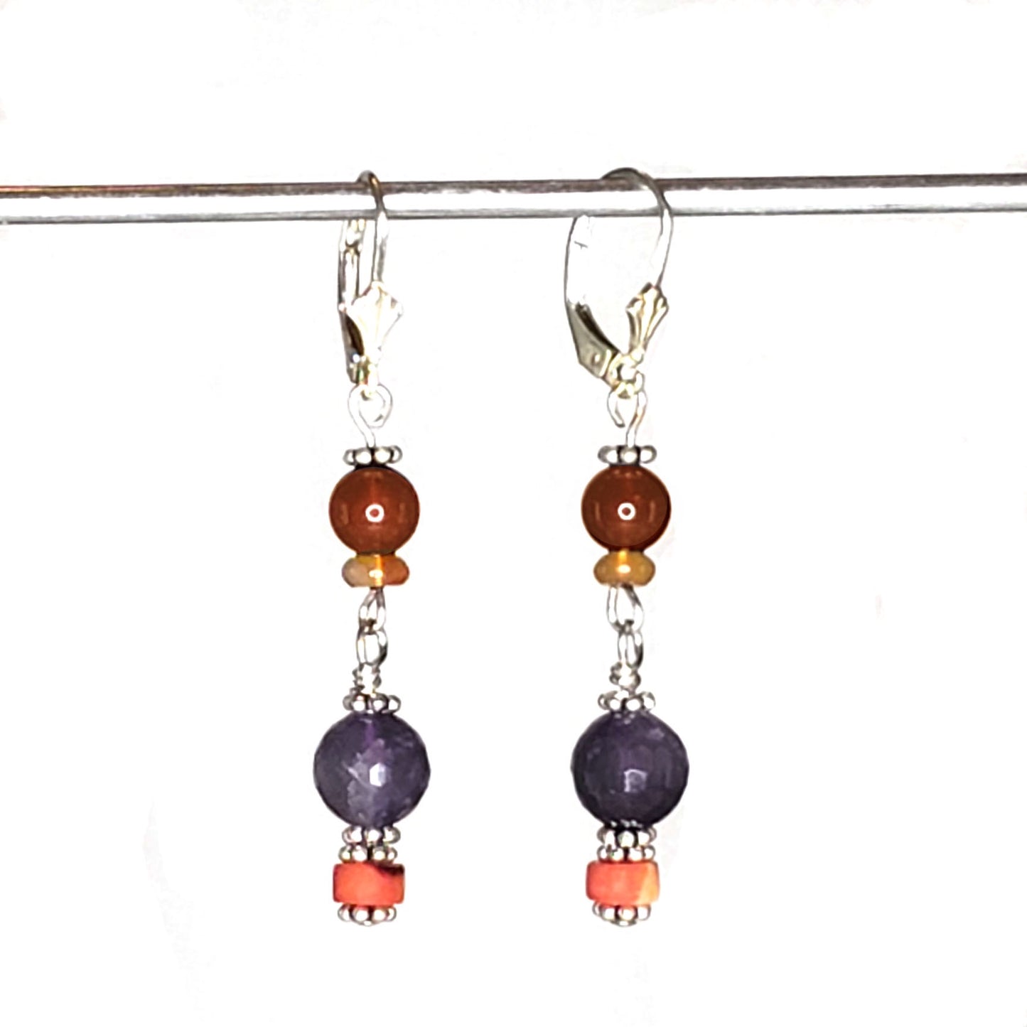 Carnelion, Amethyst & Coral Earring