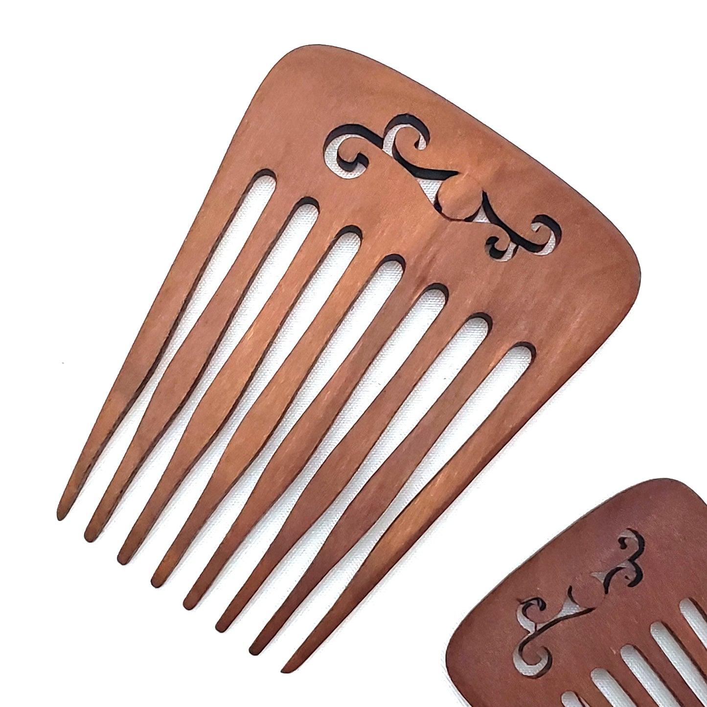 Cherry Wood Hair Comb-Sun Spiral