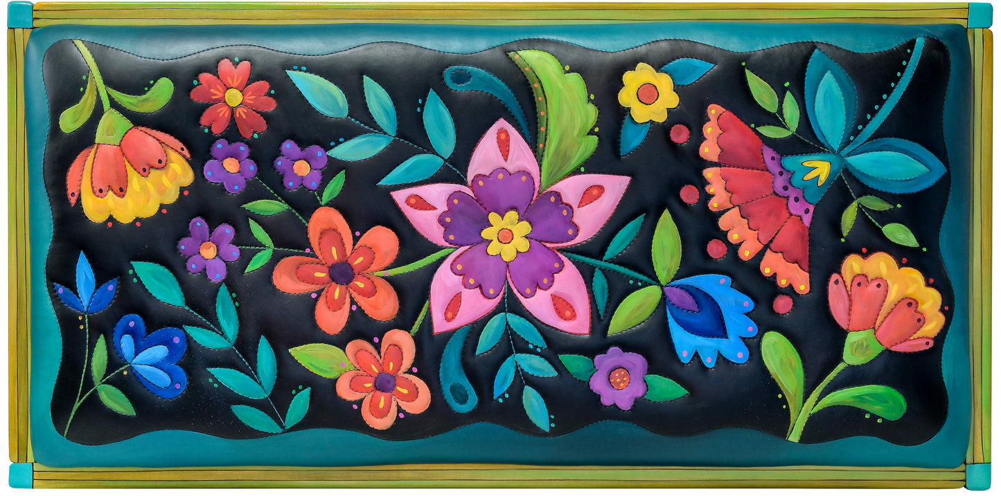 Bench 3' Leather Seat-Bright Floral