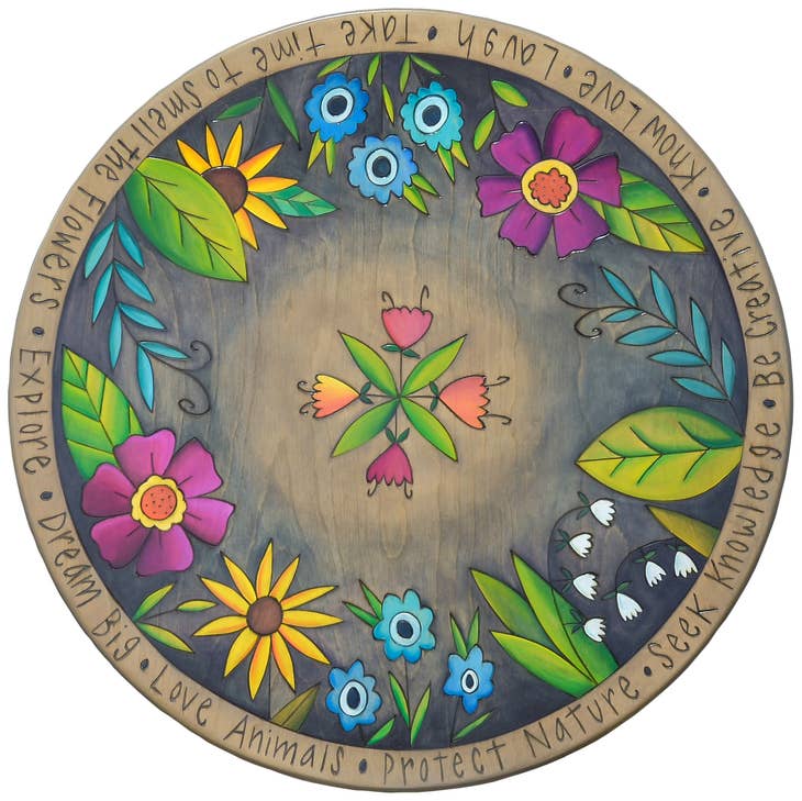 Round End Table-Dark Floral