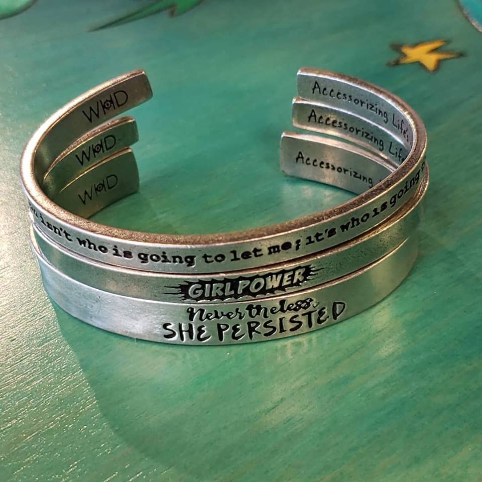 Pewter Cuff Bracelet-Girl Power