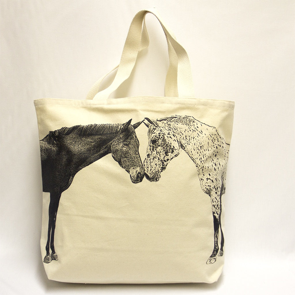 Kissing Horses Tote Bag