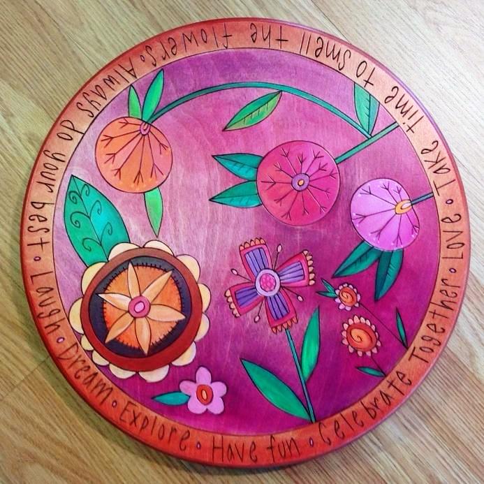 Sticks Lazy Susan 16"-Pink Floral | Sticks | Random Acts of Art | Naples Florida