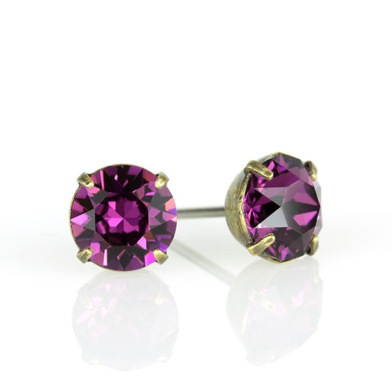 Amethyst Crystal Post Earrings