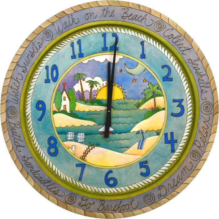 Round Wall Clock 36"-Walk on the Beach