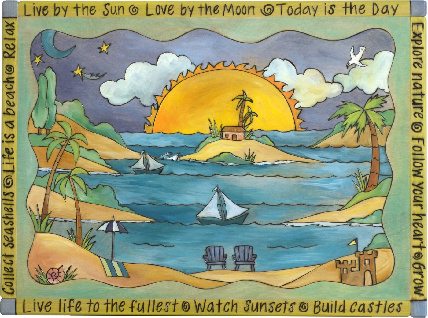 Rectangle End Table-Beach Scene