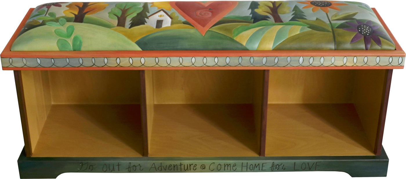 Storage Bench with Leather Seat-Landscape