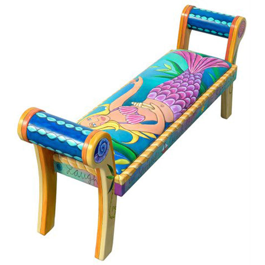 Rolled Arm Bench with Leather-Blonde Mermaid