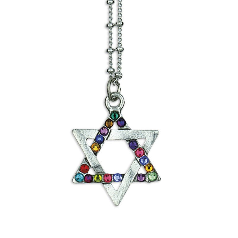 Rainbow Crystal Star of David Necklace