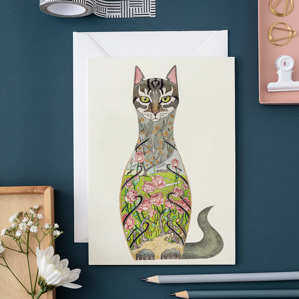 Card-Cat in a Rose Garden