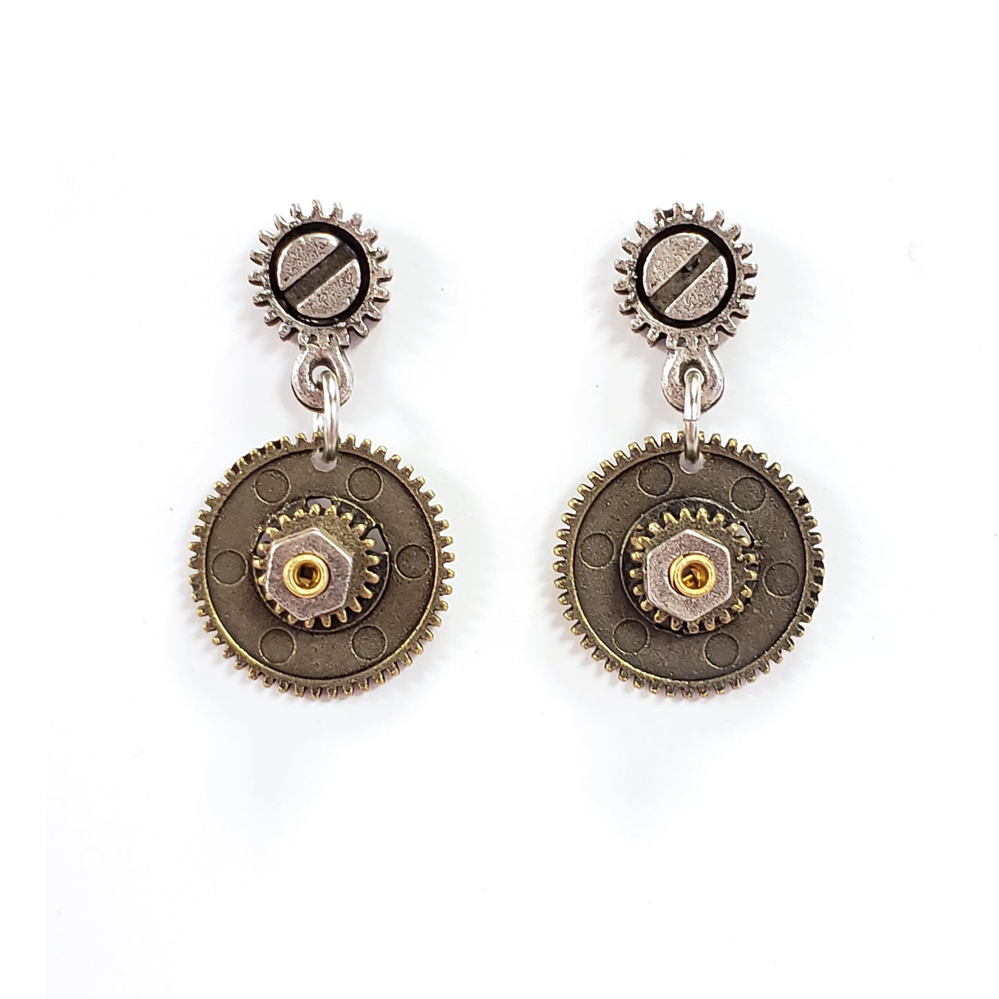 Industrial Gear Post Earrings